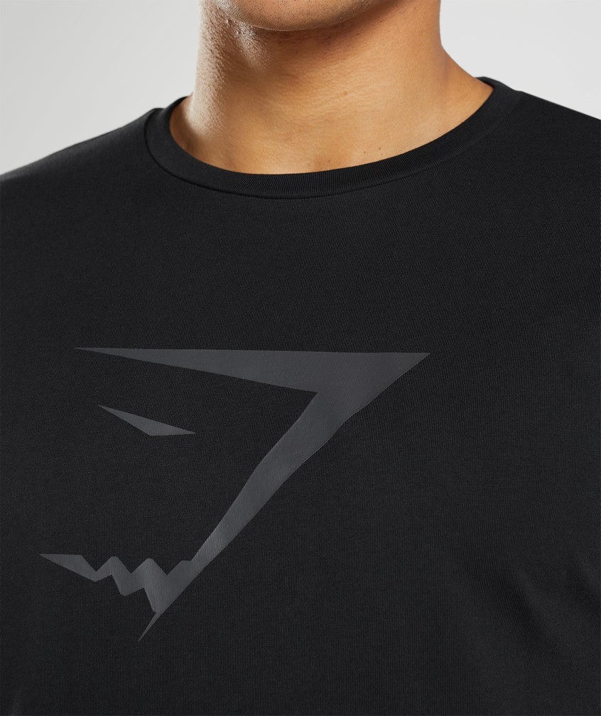 Black Men's Gymshark Sharkhead Infill T-Shirts | USA-09743