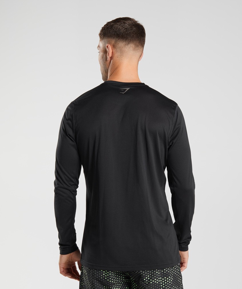 Black Men's Gymshark Sport Long Sleeve T-Shirts | USA-36720