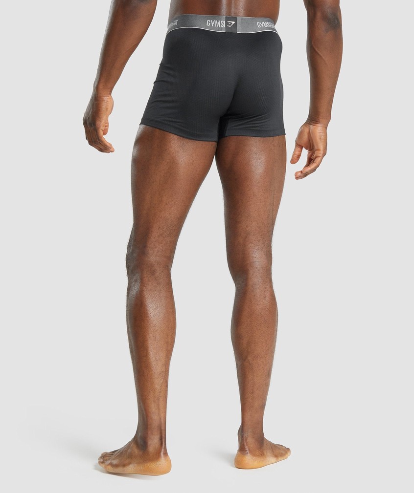 Black Men's Gymshark Sports Tech Boxers 2Pk Panties | USA-89752