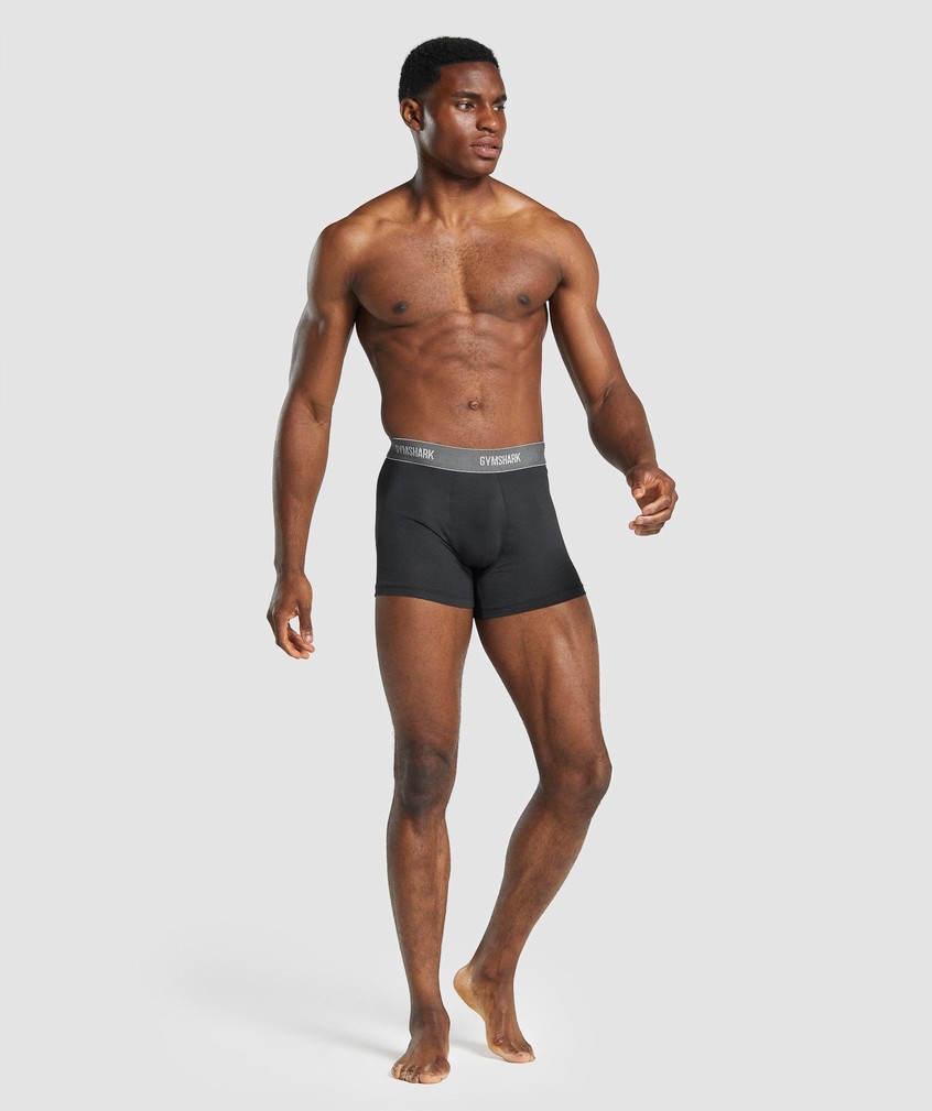 Black Men's Gymshark Sports Tech Boxers 2Pk Panties | USA-89752