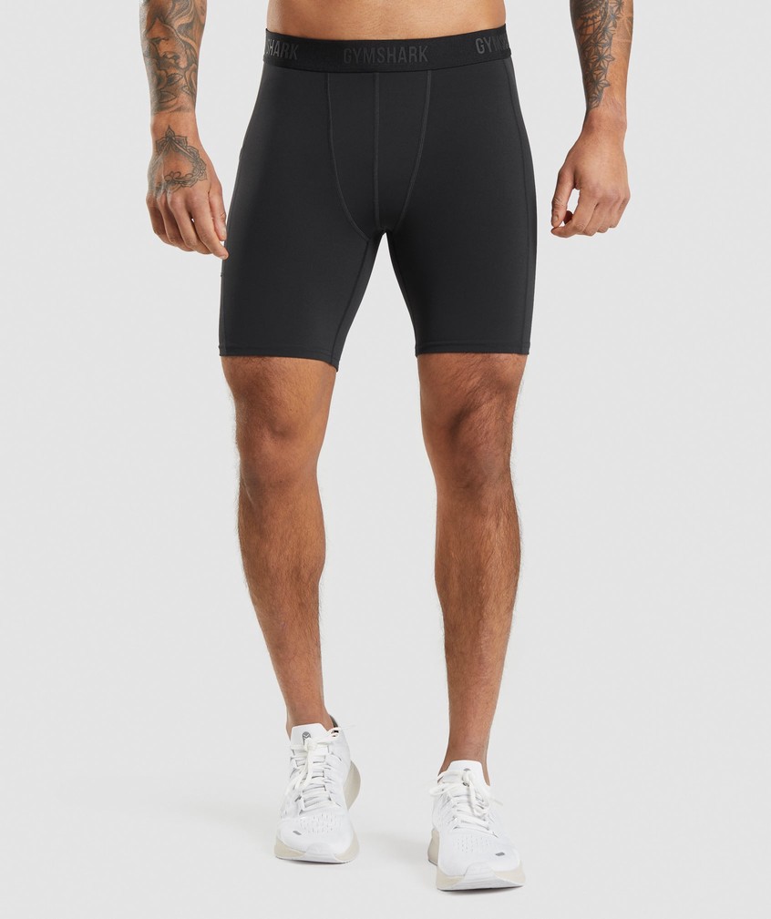 Black Men\'s Gymshark Steve Cook Baselayer Shorts | USA-47305