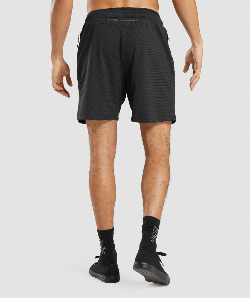 Black Men's Gymshark Steve Cook Mesh Shorts | USA-10597