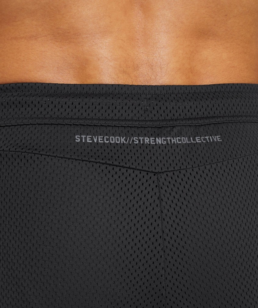 Black Men's Gymshark Steve Cook Mesh Shorts | USA-10597