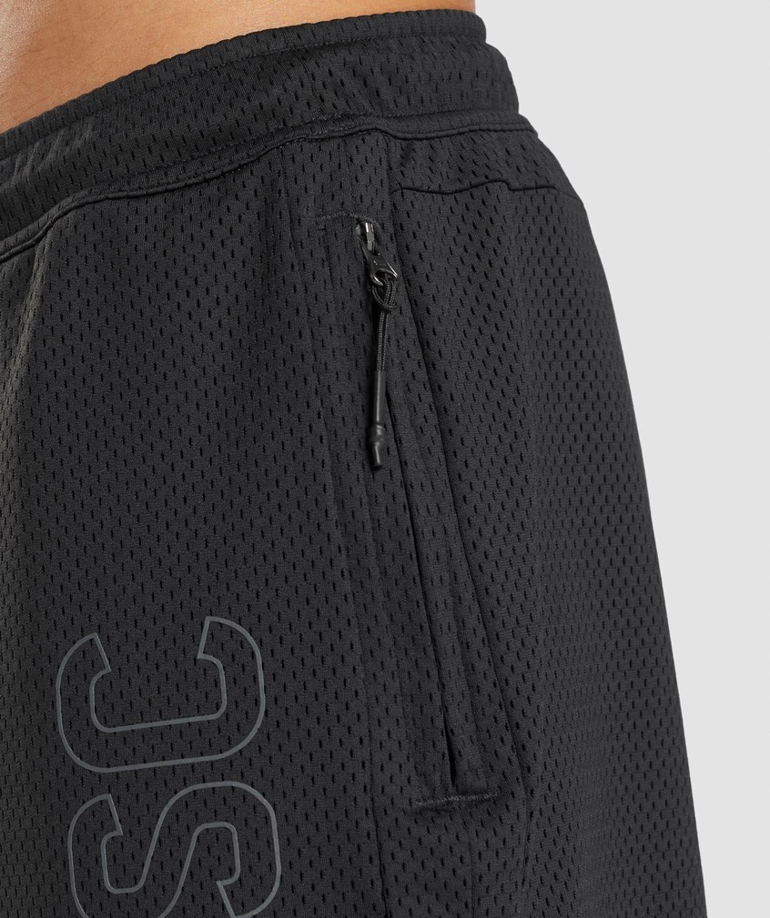 Black Men's Gymshark Steve Cook Mesh Shorts | USA-10597