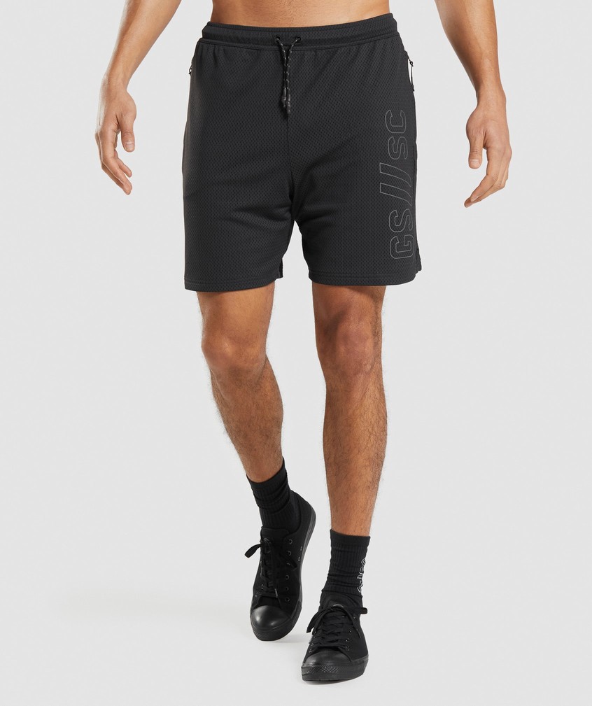 Black Men\'s Gymshark Steve Cook Mesh Shorts | USA-10597