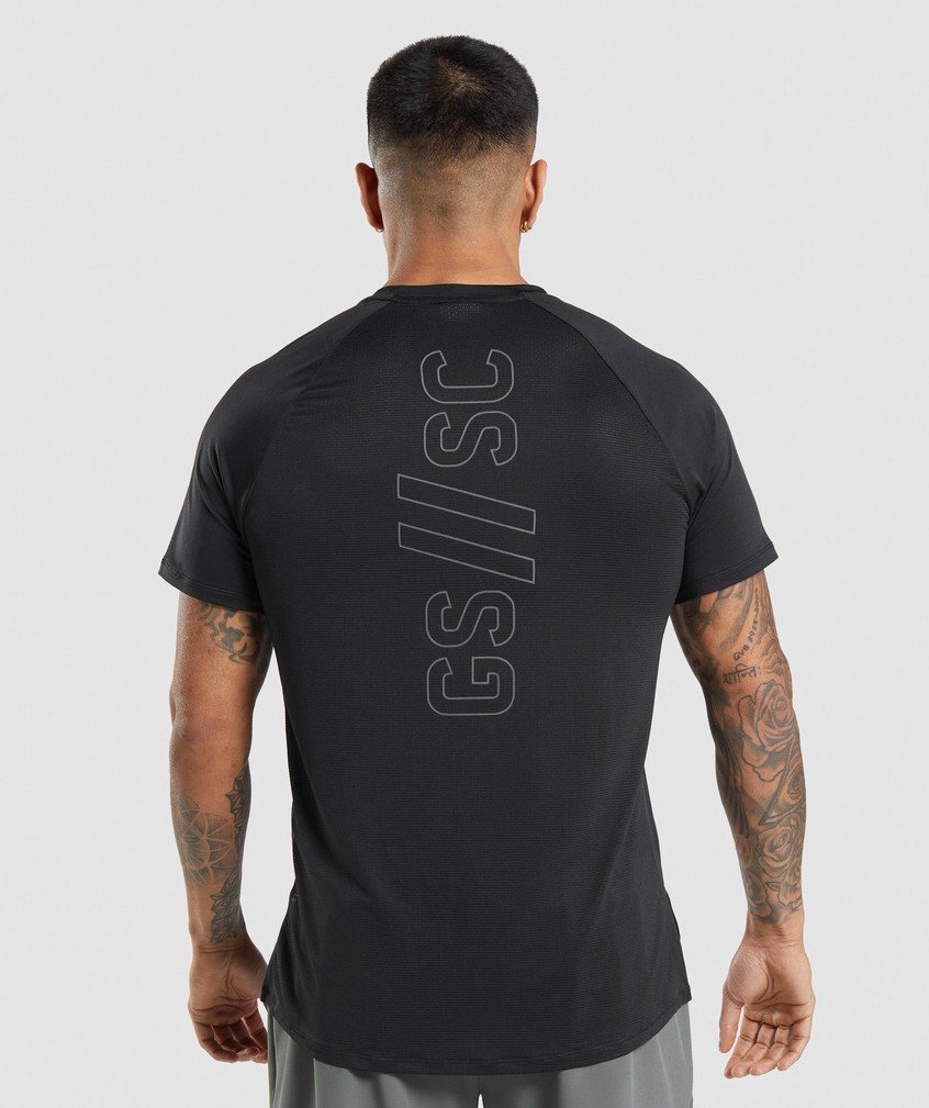 Black Men's Gymshark Steve Cook T-Shirts | USA-23894