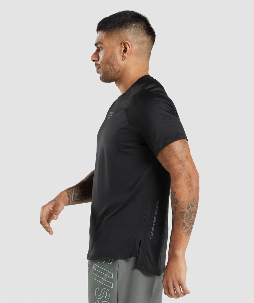 Black Men's Gymshark Steve Cook T-Shirts | USA-23894