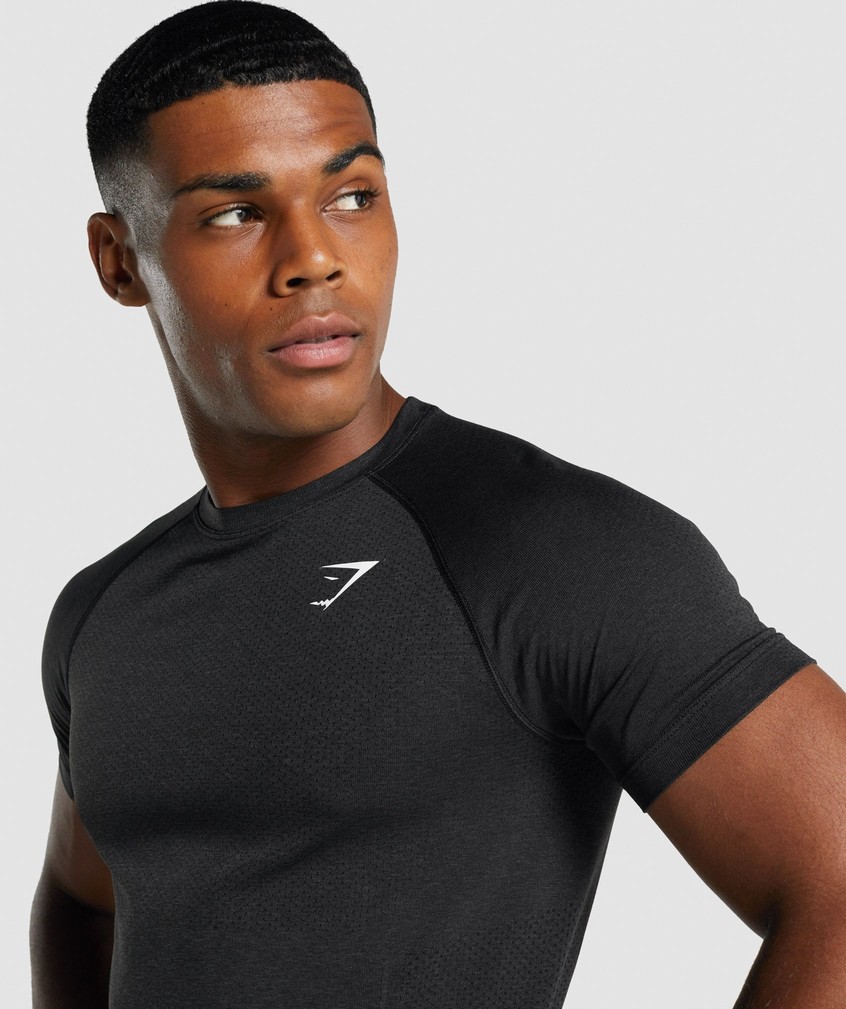 Black Men's Gymshark Vital Light Seamless T-Shirts | USA-45138