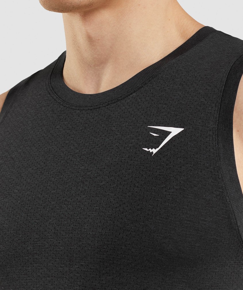 Black Men's Gymshark Vital Seamless Light Tank | USA-75104