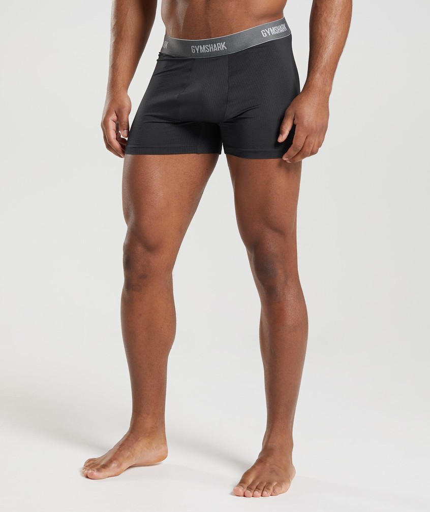 Black / Olive Men's Gymshark Sports Tech Boxers 2Pk Panties | USA-35890