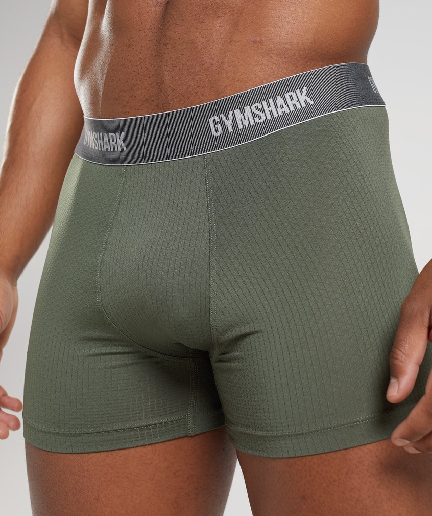 Black / Olive Men's Gymshark Sports Tech Boxers 2Pk Panties | USA-35890