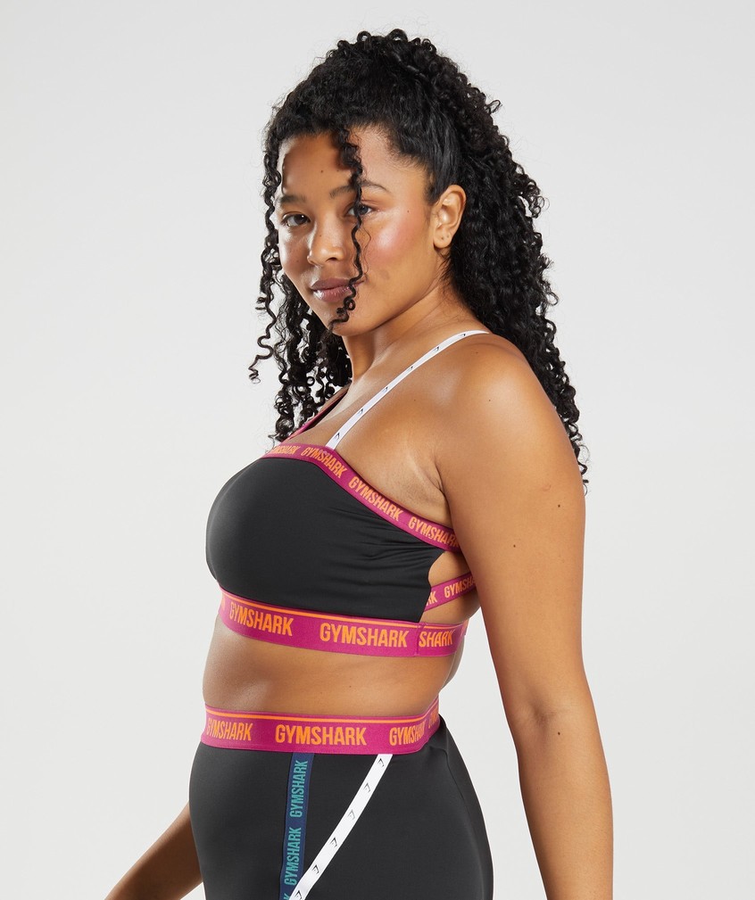 Black / Pink / Green Women's Gymshark Strike Sports Bra | USA-28176