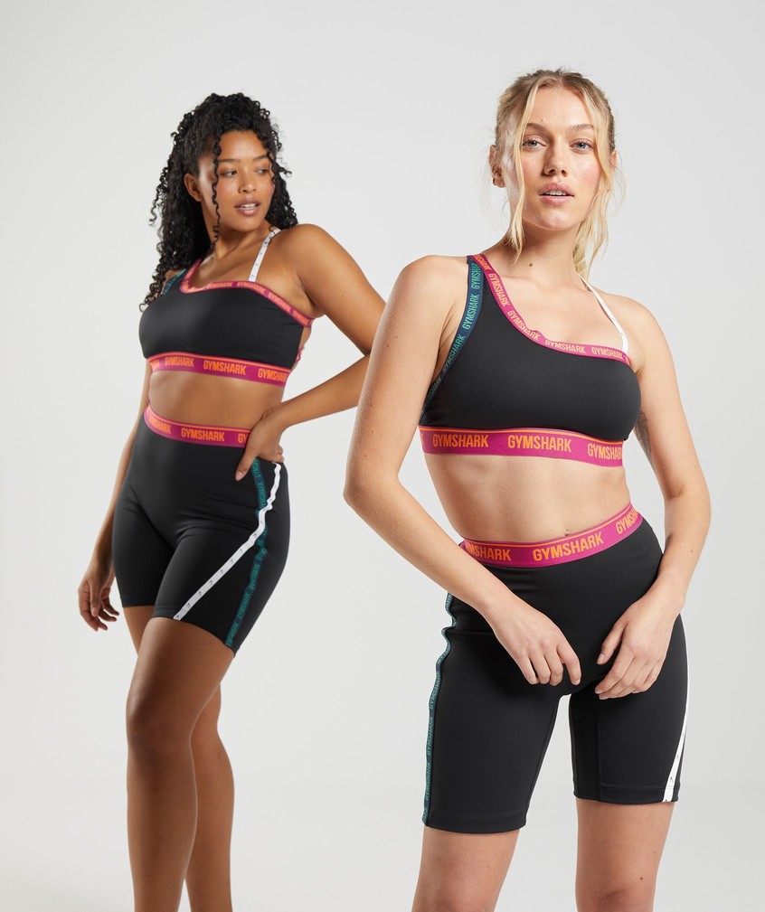 Black / Pink / Green Women's Gymshark Strike Sports Bra | USA-28176