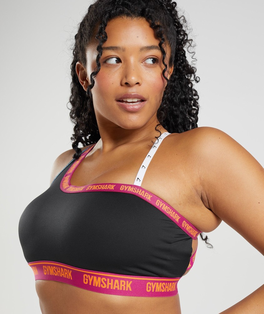 Black / Pink / Green Women's Gymshark Strike Sports Bra | USA-28176