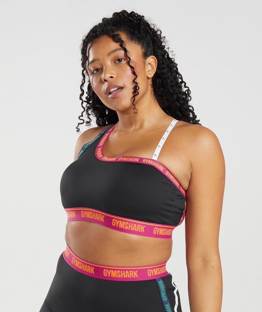 Black / Pink / Green Women\'s Gymshark Strike Sports Bra | USA-28176