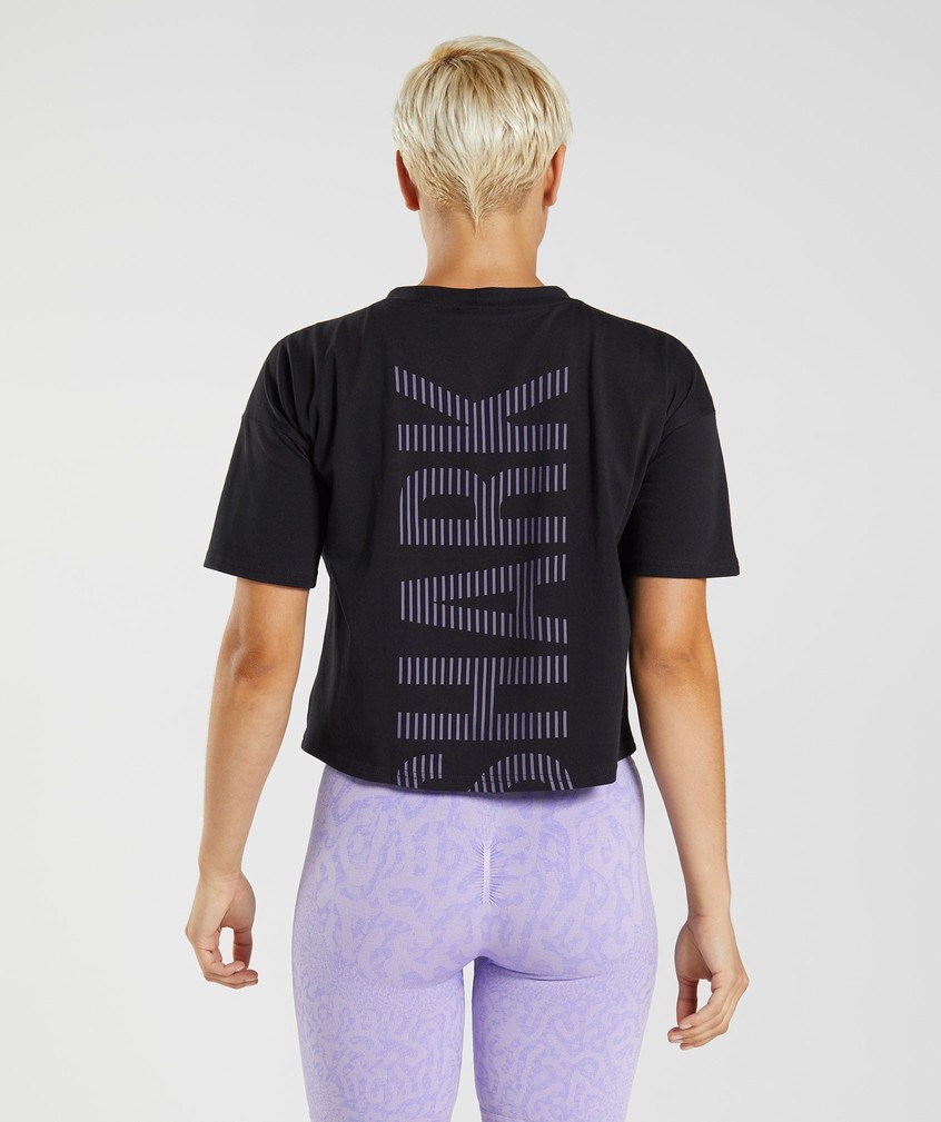 Black / Purple Women's Gymshark 315 Midi T-Shirts | USA-34950