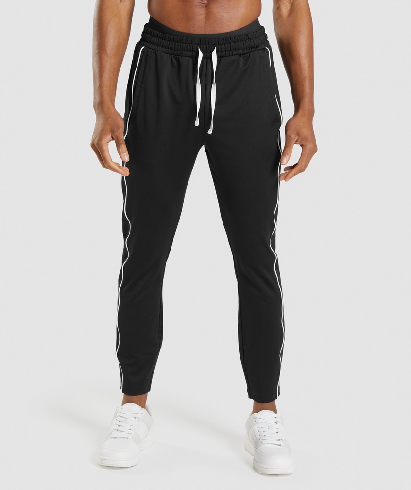 Black / White Men\'s Gymshark Recess Joggers | USA-18524