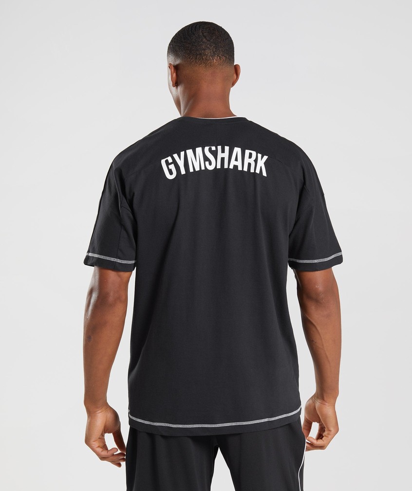 Black / White Men's Gymshark Recess T-Shirts | USA-17905