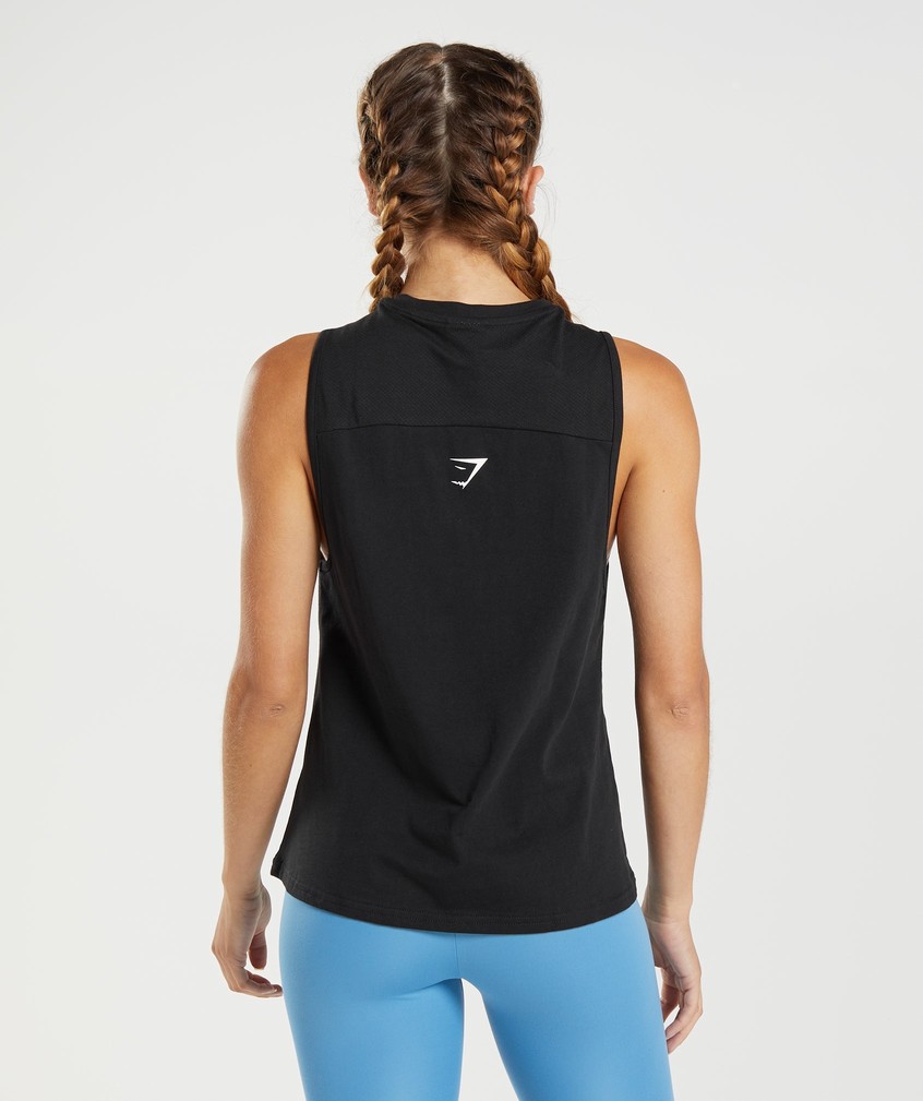 Black / White Women's Gymshark Fraction Tank | USA-07528