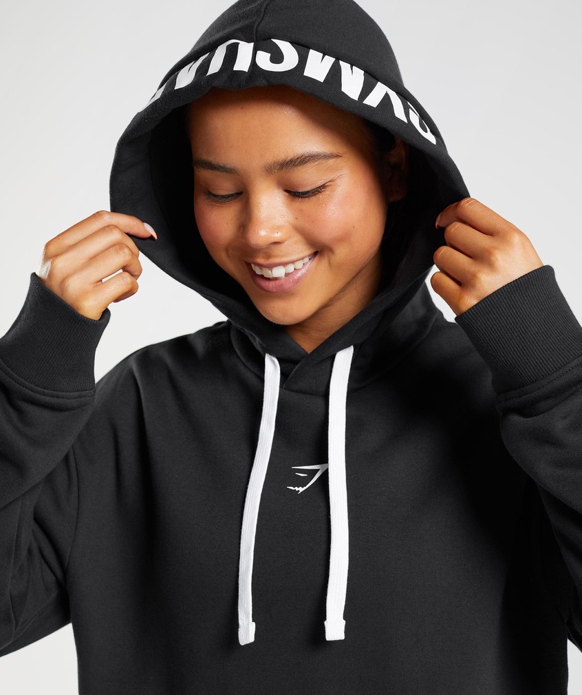 Black / White Women's Gymshark Fraction Hoodie | USA-45073