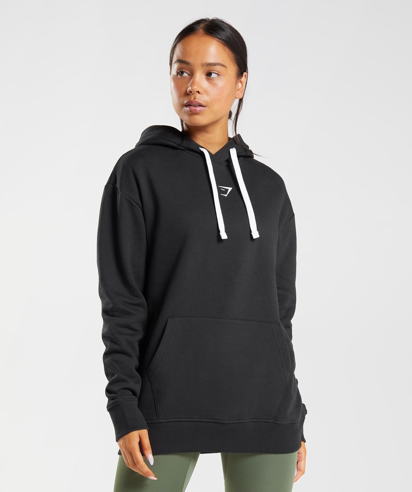 Black / White Women\'s Gymshark Fraction Hoodie | USA-45073