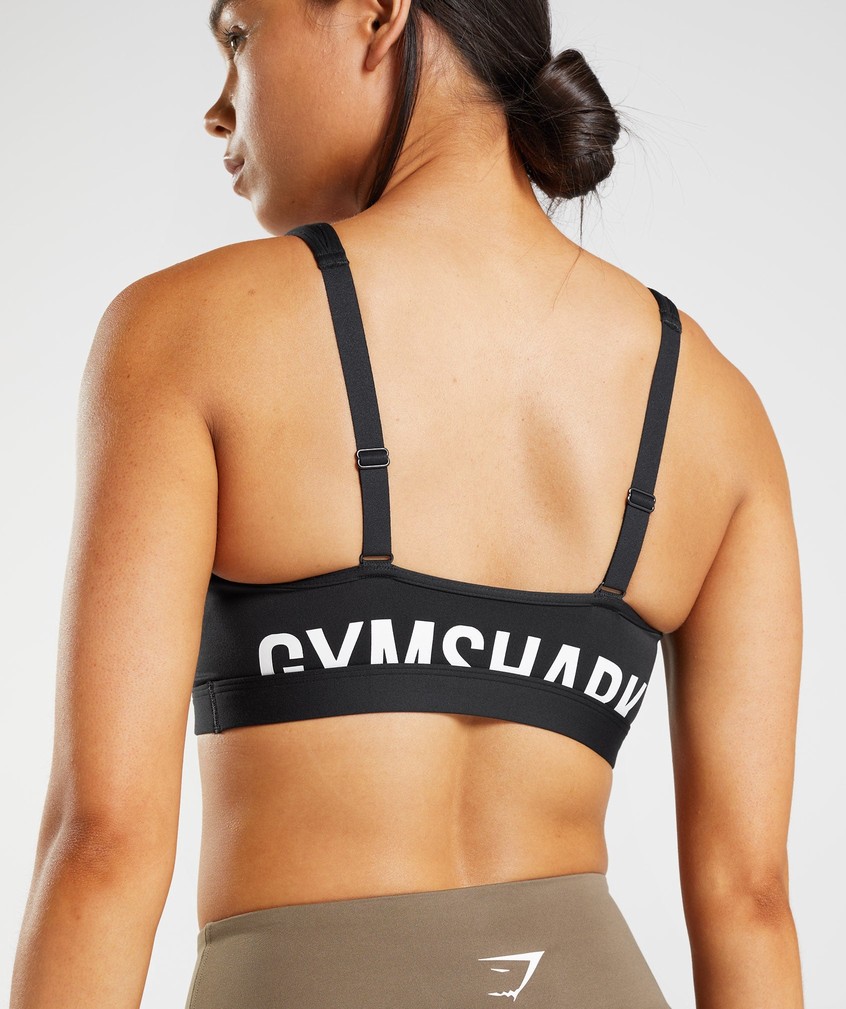 Black / White Women's Gymshark Fraction Sports Bra | USA-64301