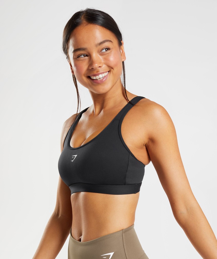 Black / White Women's Gymshark Fraction Sports Bra | USA-64301