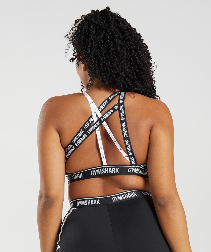 Black / White Women's Gymshark Strike Sports Bra | USA-81623