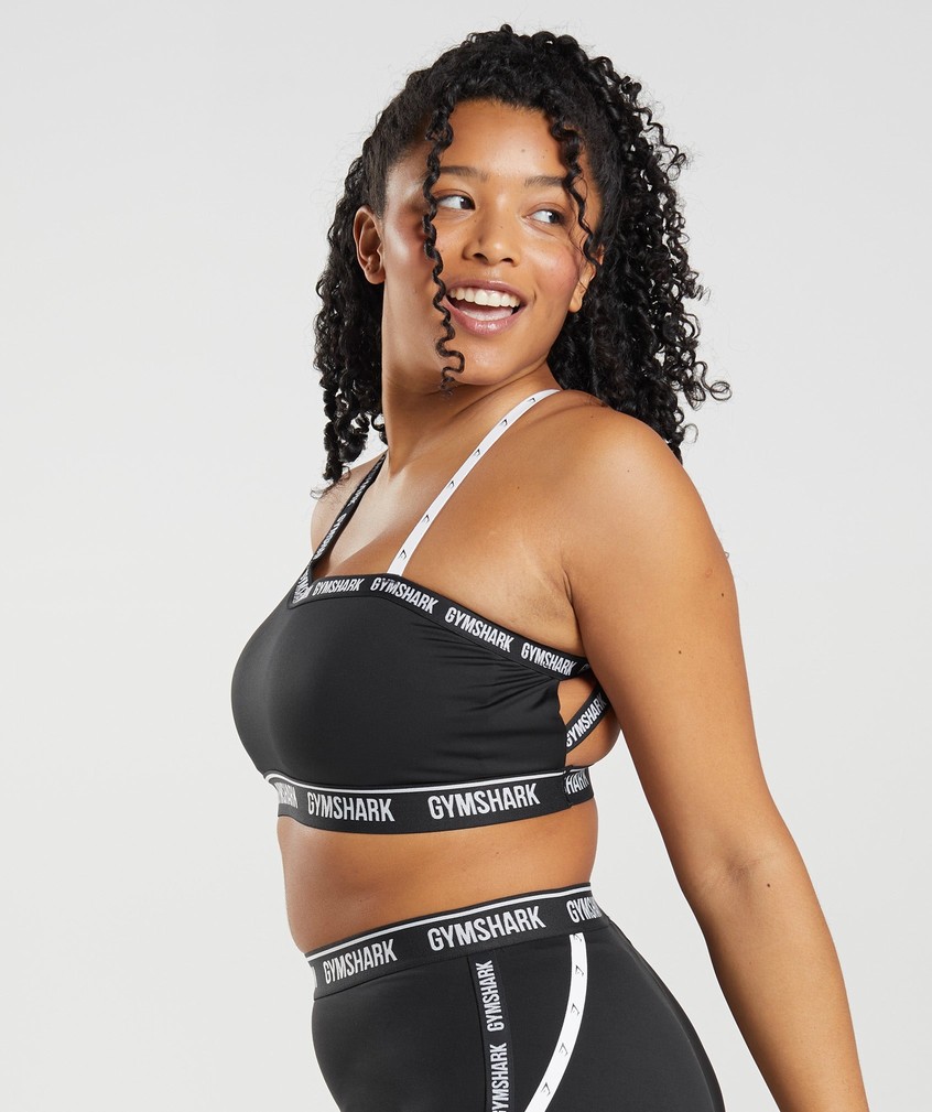 Black / White Women's Gymshark Strike Sports Bra | USA-81623