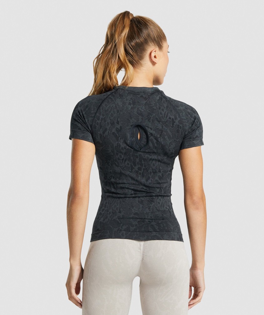 Black Women's Gymshark Adapt Animal Seamless T-Shirts | USA-17265