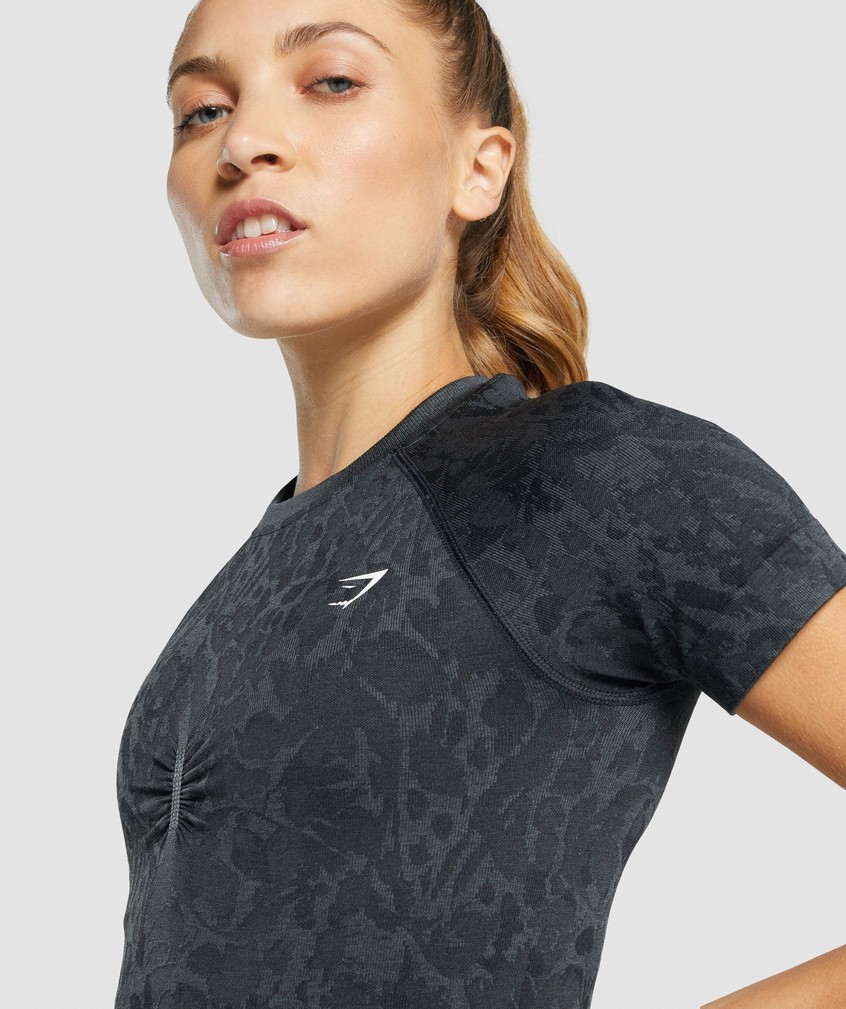 Black Women's Gymshark Adapt Animal Seamless T-Shirts | USA-17265