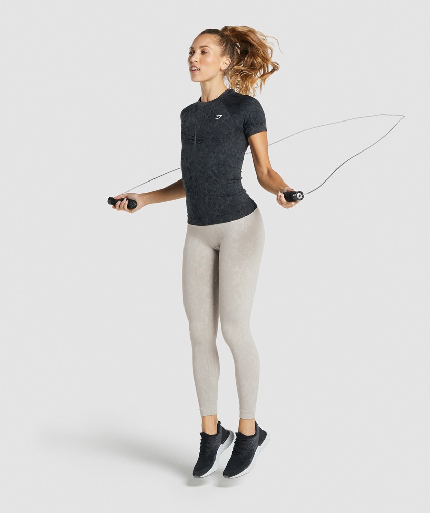 Black Women's Gymshark Adapt Animal Seamless T-Shirts | USA-17265