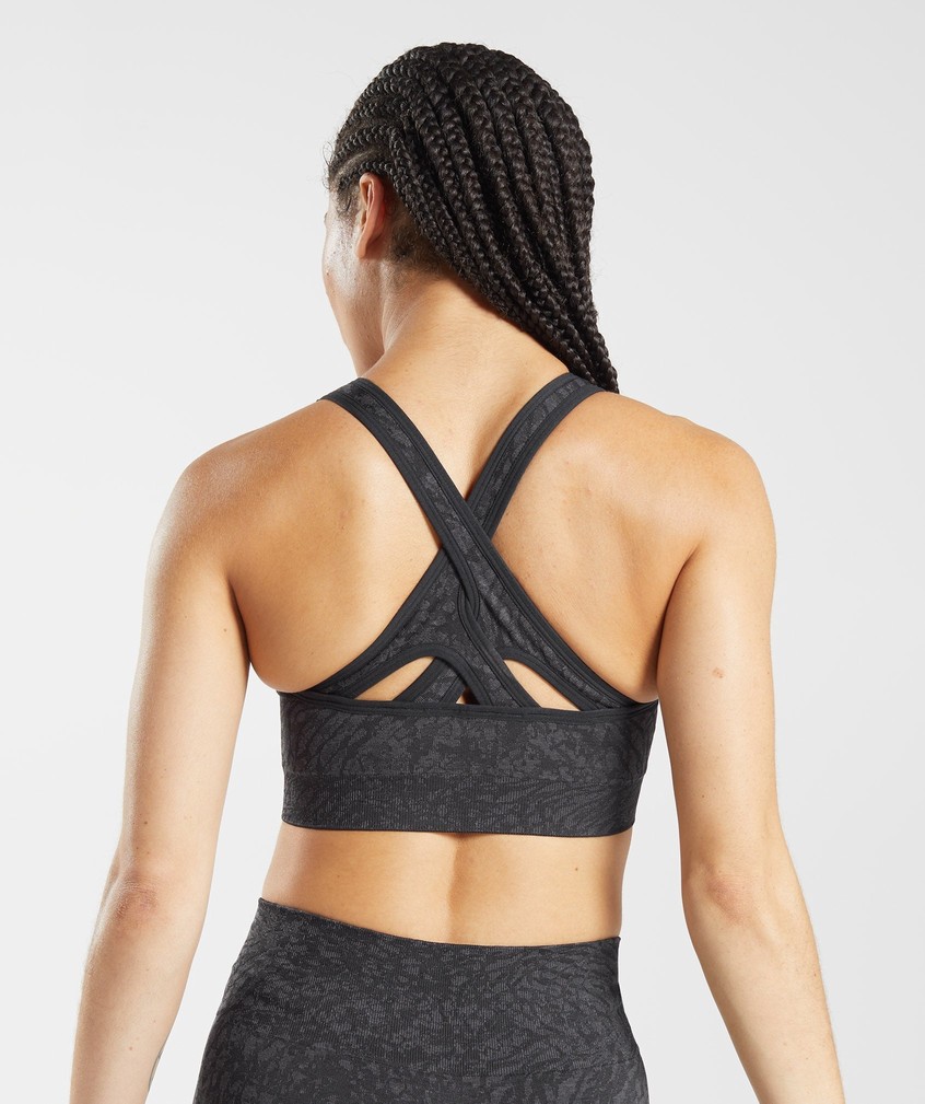 Black Women's Gymshark Adapt Animal Seamless Sports Bra | USA-18045