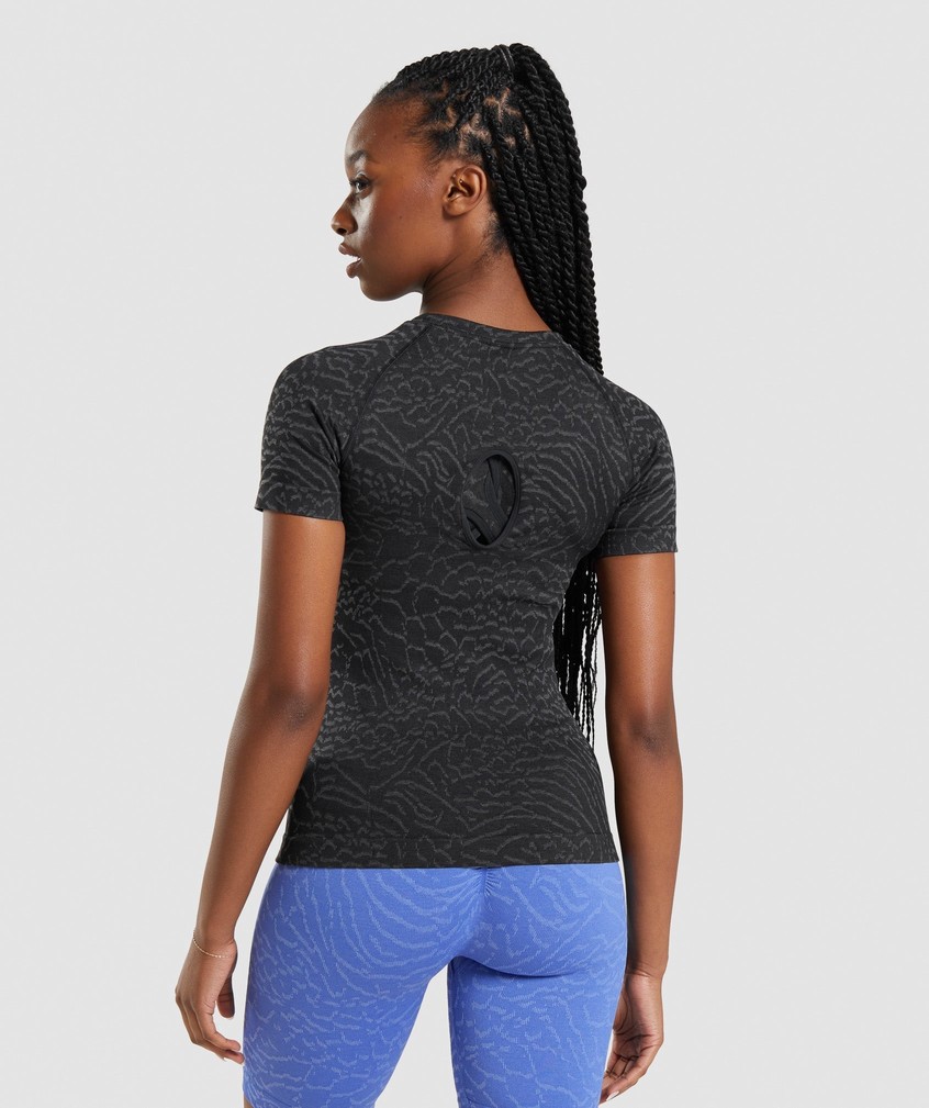 Black Women's Gymshark Adapt Animal Seamless T-Shirts | USA-21486