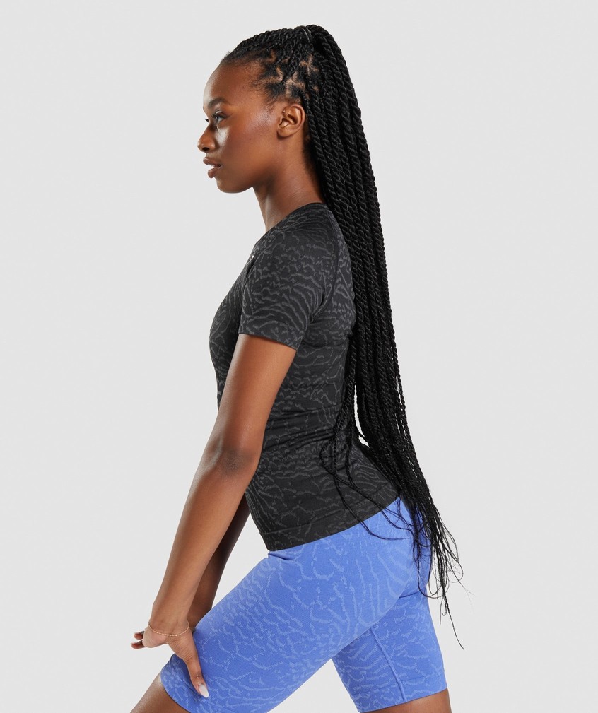 Black Women's Gymshark Adapt Animal Seamless T-Shirts | USA-21486