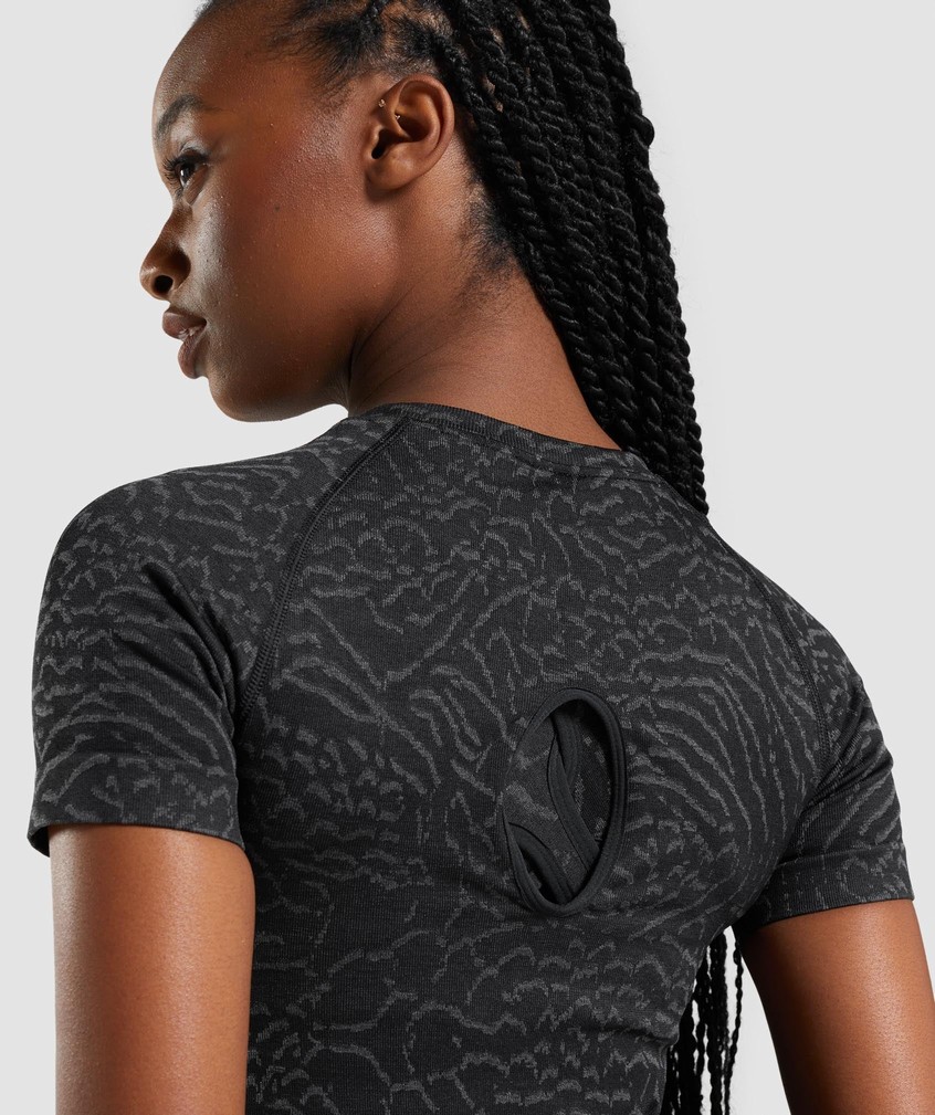 Black Women's Gymshark Adapt Animal Seamless T-Shirts | USA-21486