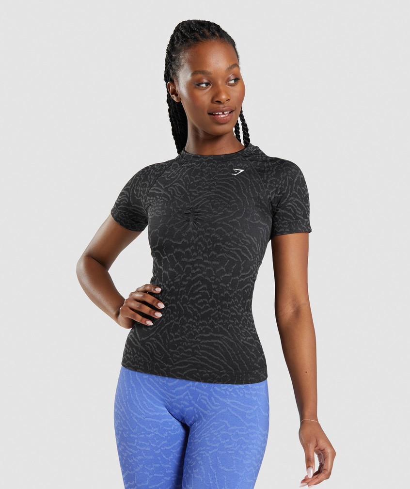 Black Women\'s Gymshark Adapt Animal Seamless T-Shirts | USA-21486