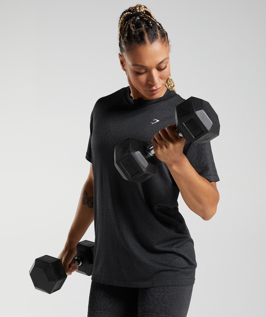 Black Women's Gymshark Adapt Animal Seamless T-Shirts | USA-65124