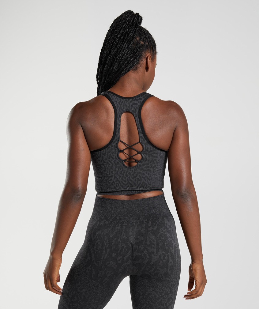 Black Women's Gymshark Adapt Animal Seamless Crop Tank T-Shirts | USA-76901