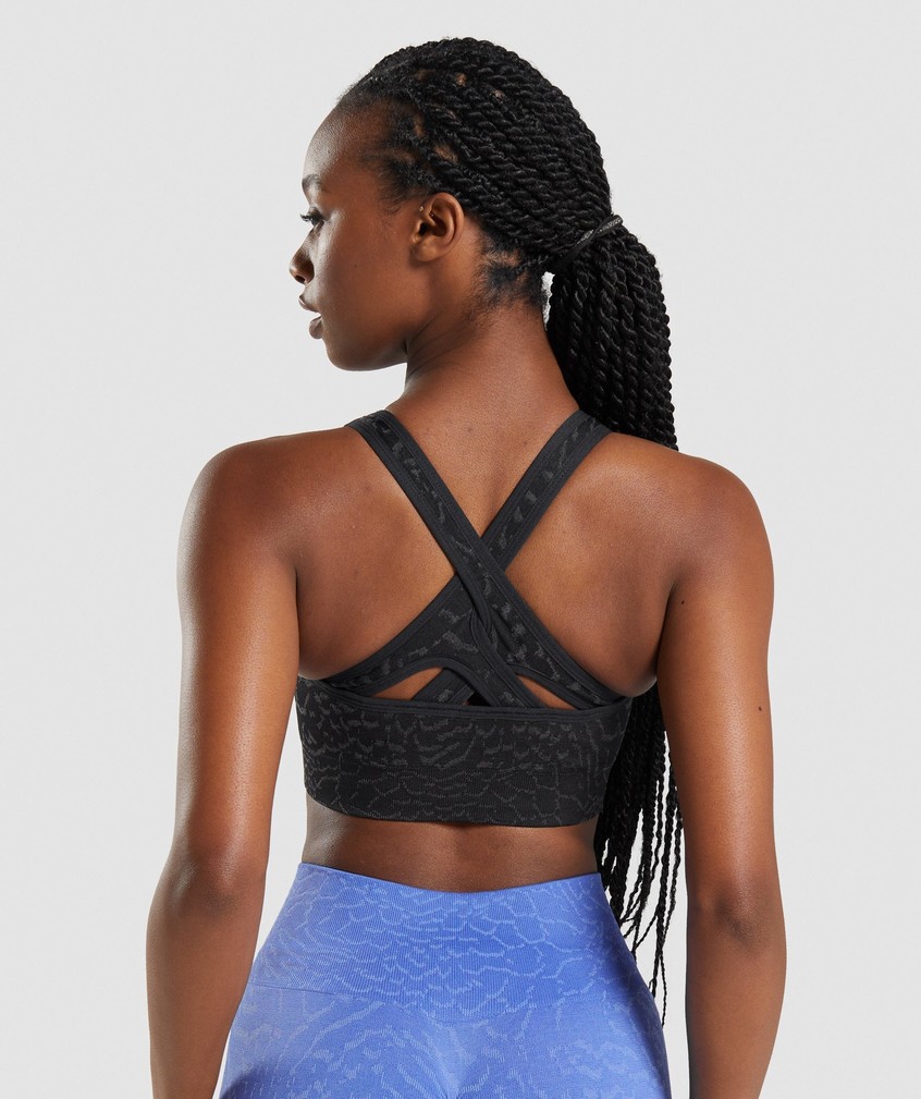 Black Women's Gymshark Adapt Animal Seamless Sports Bra | USA-84937