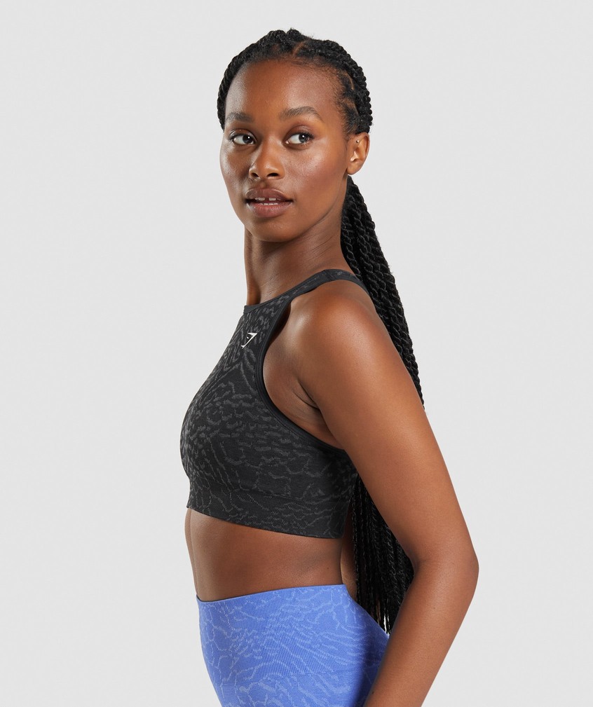 Black Women's Gymshark Adapt Animal Seamless Sports Bra | USA-84937