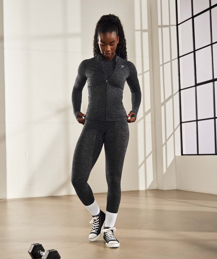 Black Women's Gymshark Adapt Animal Zip Through Jackets | USA-36580