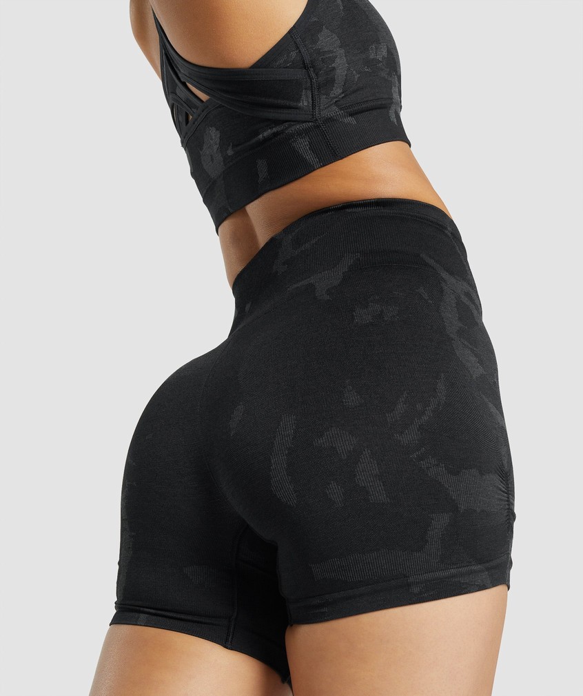 Black Women's Gymshark Adapt Camo Seamless Shorts | USA-04261