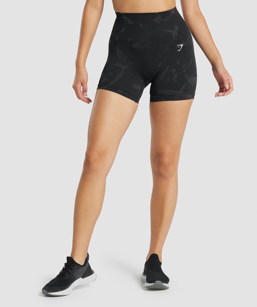 Black Women\'s Gymshark Adapt Camo Seamless Shorts | USA-04261