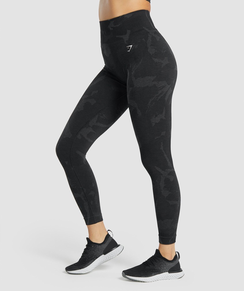 Black Women's Gymshark Adapt Camo Seamless Leggings | USA-32867