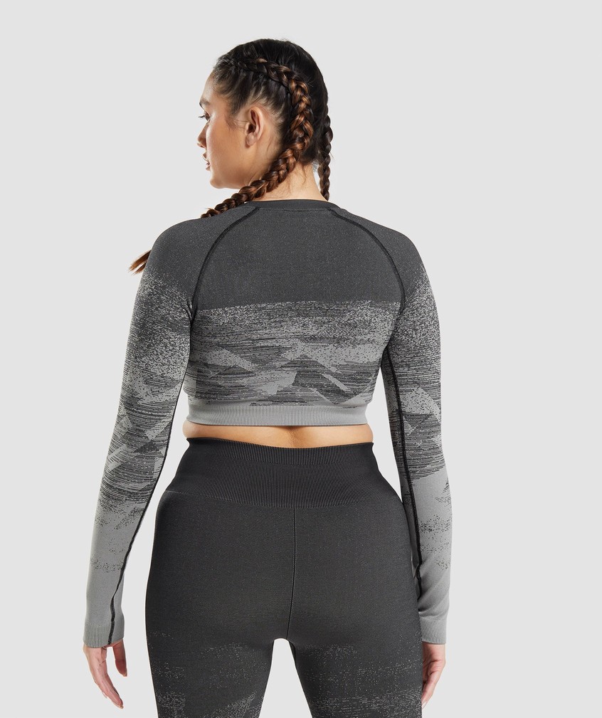 Black Women's Gymshark Adapt Ombre Crop Top T-Shirts | USA-13029