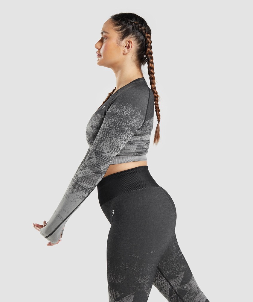 Black Women's Gymshark Adapt Ombre Crop Top T-Shirts | USA-13029