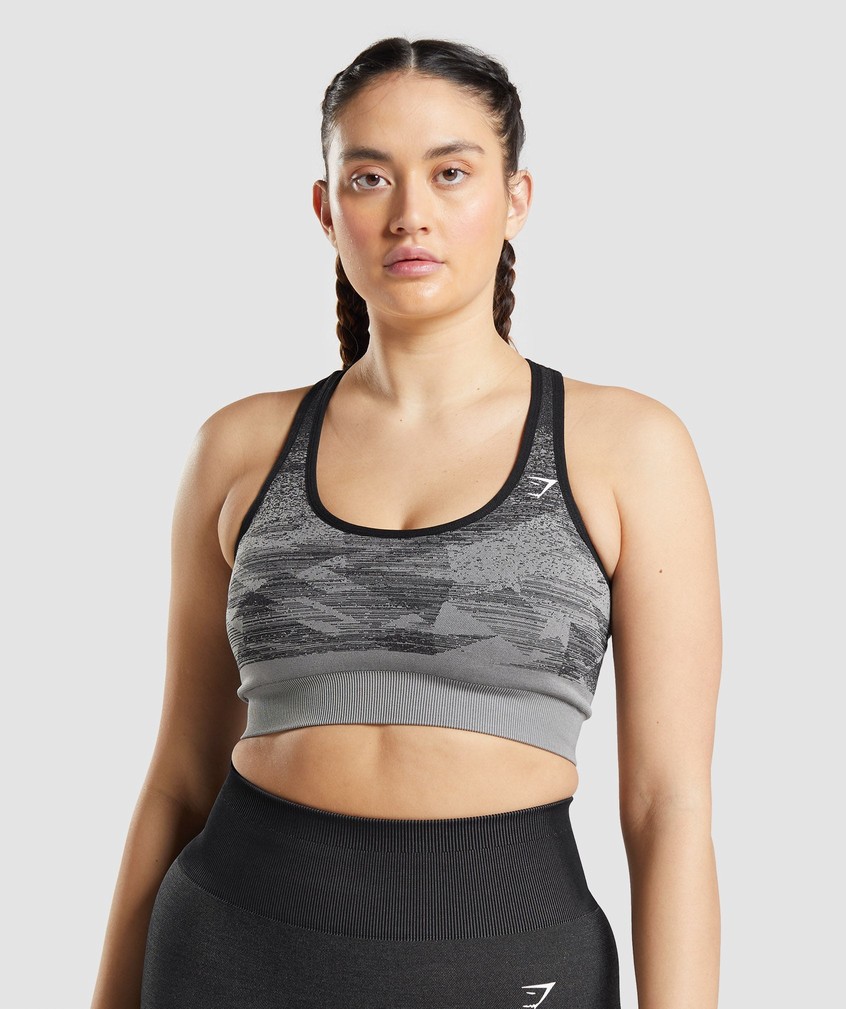 Black Women\'s Gymshark Adapt Ombre Seamless Sports Bra | USA-64982