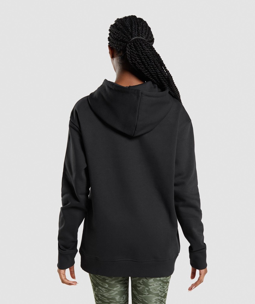 Black Women's Gymshark Apollo Oversized Hoodie Pullover | USA-65890