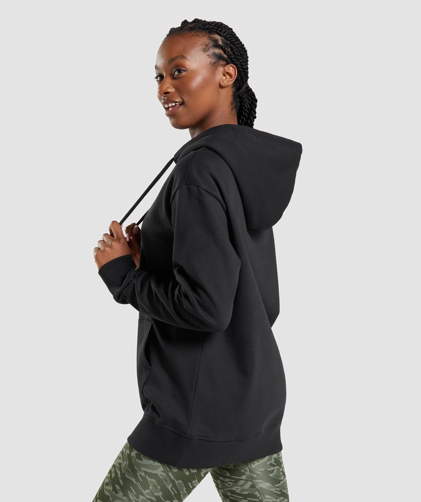 Black Women's Gymshark Apollo Oversized Hoodie Pullover | USA-65890